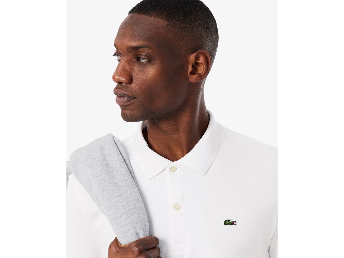 Мужское поло Lacoste Regular Fit Pima Cotton Polo, цвет: 001 Белый — фото 3