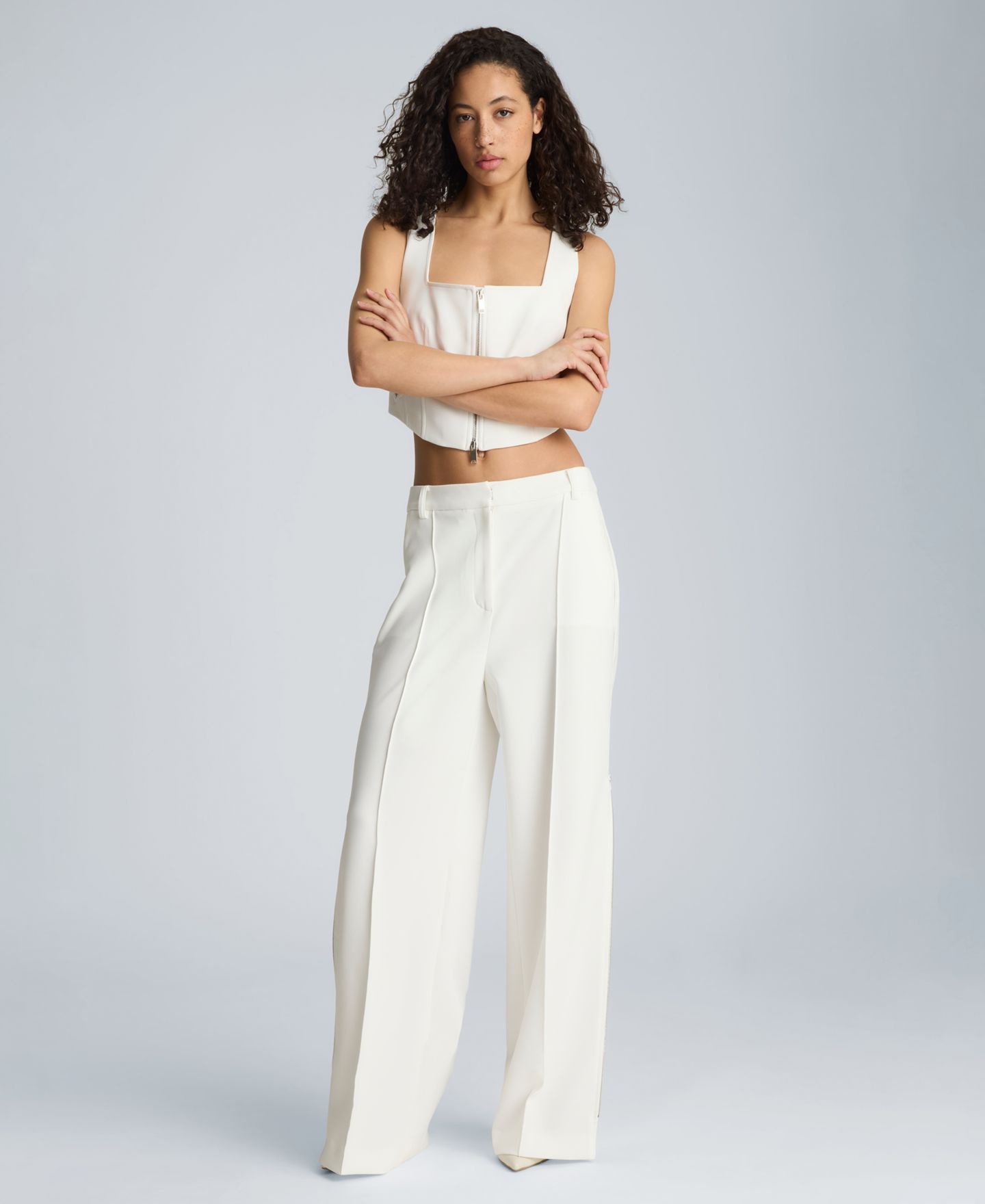 Женские брюки Kenneth Cole High-Rise Pintuck Zip Sides, цвет: Чистый белый — фото 2