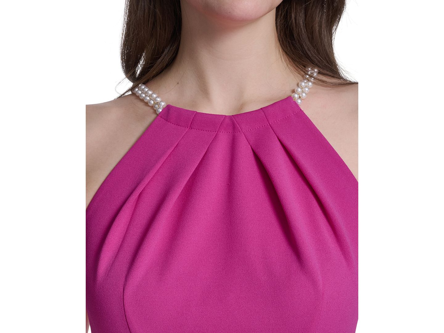 Женское платье Eliza J Sleeveless Pleated Neck Sheath, цвет: Розовый — фото 4