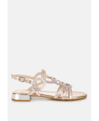 Womens Jisters Cut Out Detail Rhinestone Flat Sandals