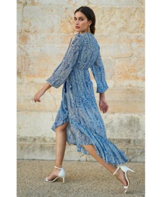 Women's Paisley Dipped Hemline Midi Dress