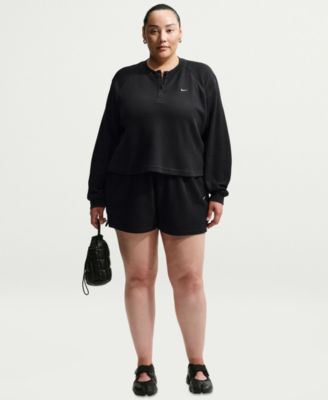 Sportswear Chill Waffle Plus Size Oversized Henley Long-Sleeve Top