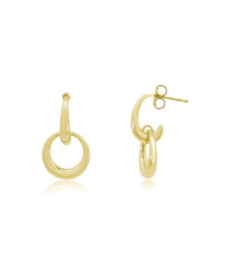 Double Round Link Drop Earrings 14K Gold-Plated Sterling Silver