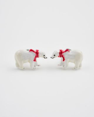 Fable England Cosy Polar Bear Silver Stud Earrings - Silver
