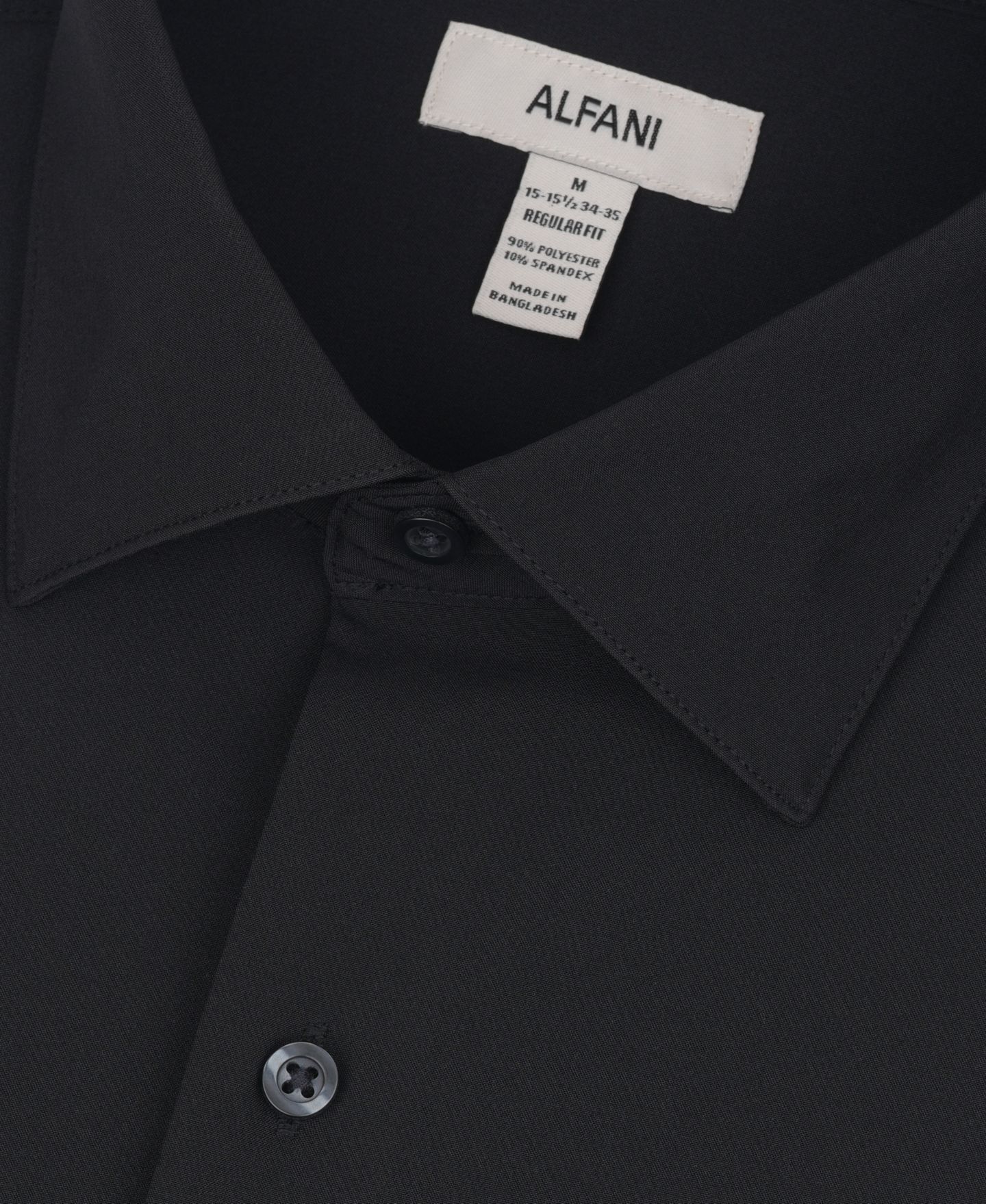 Мужская рубашка Alfani Spread Collar Performance Solid Dress Shirt, цвет: Чёрный — фото 8