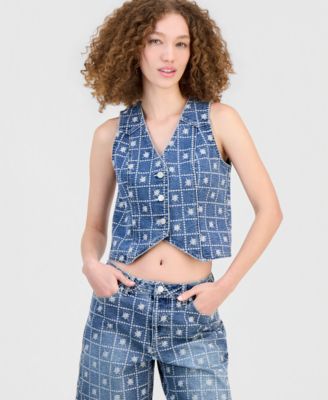 Women's Patchwork Embroidered Denim Vest