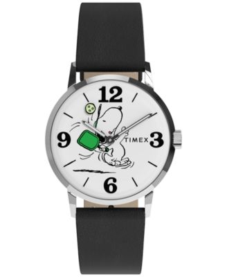 Unisex Quartz Analog Black Leather Watch 38mm
