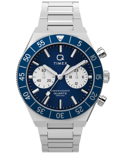 Мужские часы Timex Quartz Chronograph Silver-Tone Stainless Steel 40mm