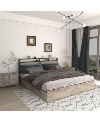 Full Storage Headboard Charging Station Noise Free Platform Bed Frame