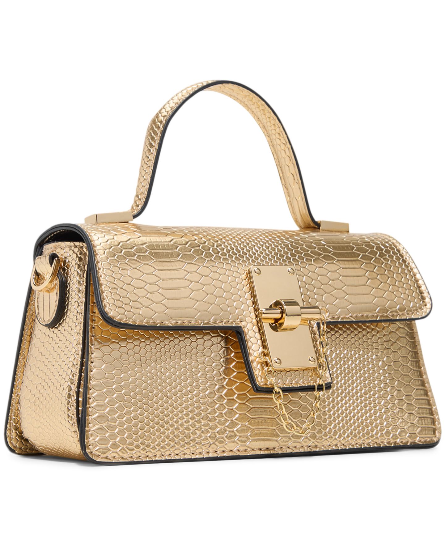 Женская сумка ALDO Callunaax Mini Top Handle Satchel Handbag, цвет: Золотой — фото 3