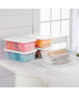6 Qt Storage Box, Stackable Plastic Container, Home Organizer, 12 Pack