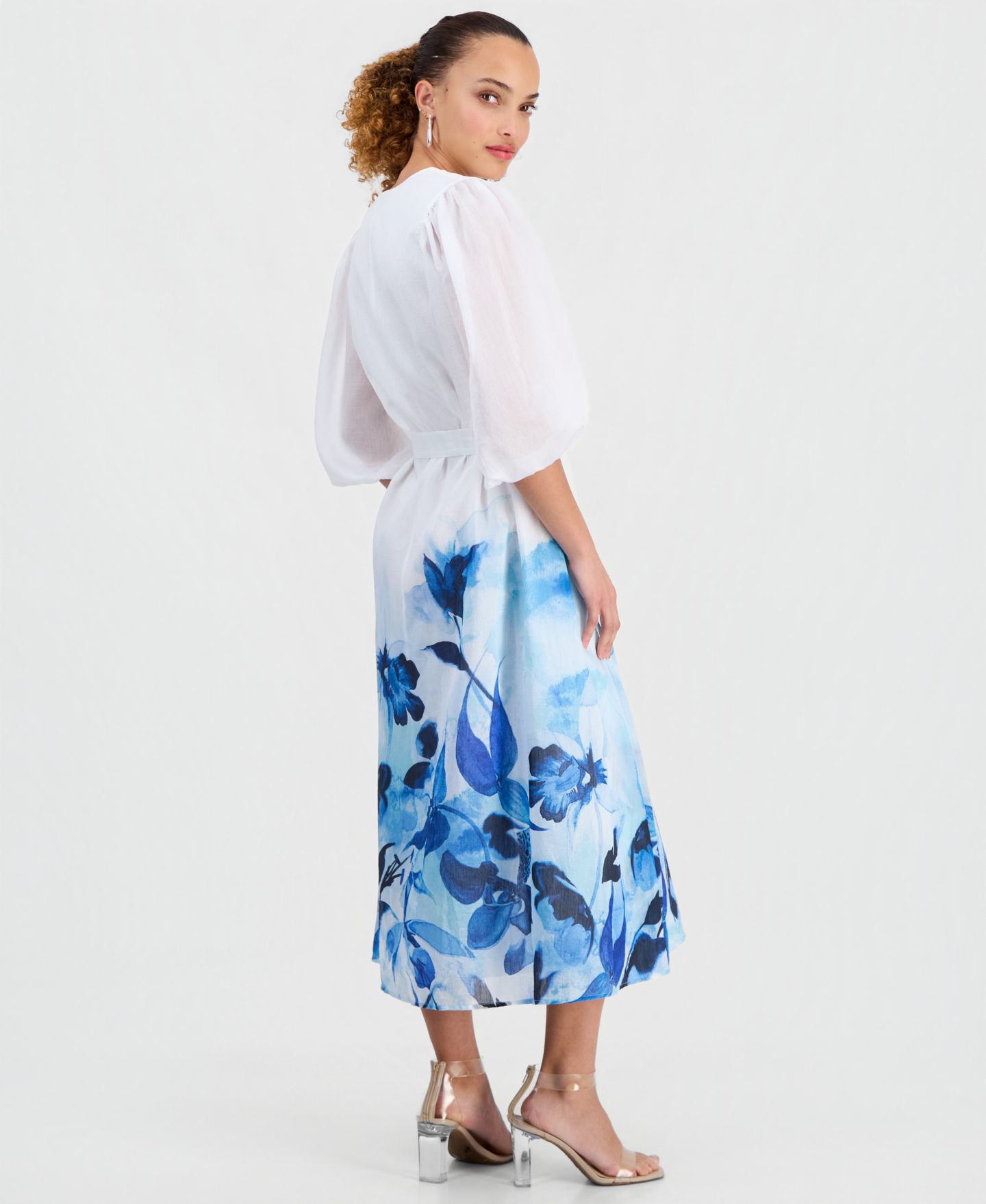 Женское платье I.N.C. International Concepts Petite V-Neck Puff-Sleeve, цвет: Сиена — фото 7
