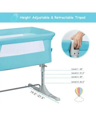 Baby Portable Bedside Bassinet Sleeper with 4 Adjustable Heights and Carrying Bag