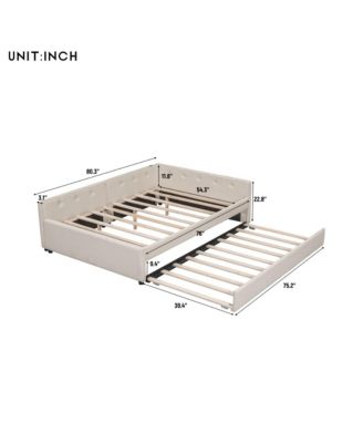 Full Size Upholstered Platform Bed with USB and Twin Size Trundle