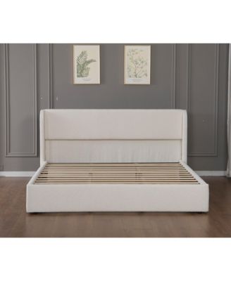 Queen Size Boucle Bed Frame, Upholstered Cloud Bed Frame with Headboard