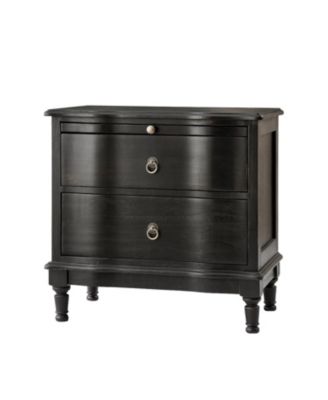 Elfine Traditional 2-Drawer Solid Wood End Table with Built-In Outlet and Curved Drawer Fronts
