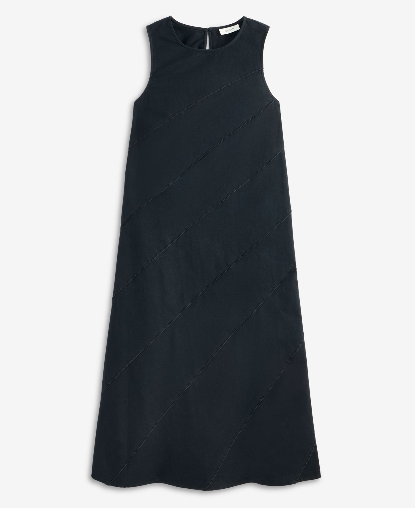 Женское платье On 34th Linen-Blend Diagonal Seam Midi, цвет: Глубокий чёрный — фото 7