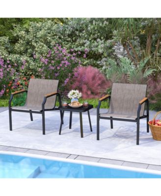 3 Piece Outdoor Chair Set with Breathable Fabric Seat and Armrest