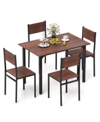 Industrial 5-Piece Dining Set with MDF Table and 4 Chairs for Small Space