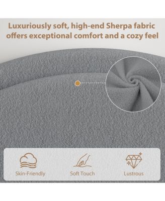 Full Boucle Upholstered Bed Frame with 2 Storage Drawers and Round Headboard, No Box Spring Needed