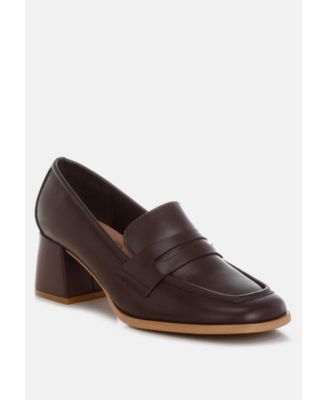 Womens Sutapa Penny Strap Flared Block Heel Loafers