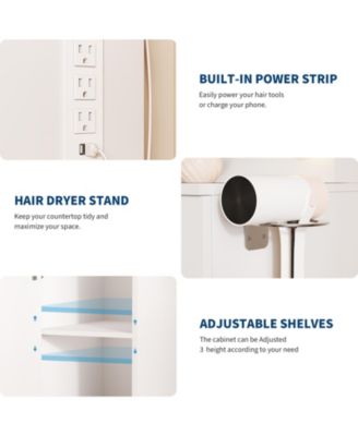 Vanity Desk with Mirror and Lights, Large Makeup Vanity Table with Power Outlet and Stool, Vanity Dressing Table for Bedroom Dressing Room