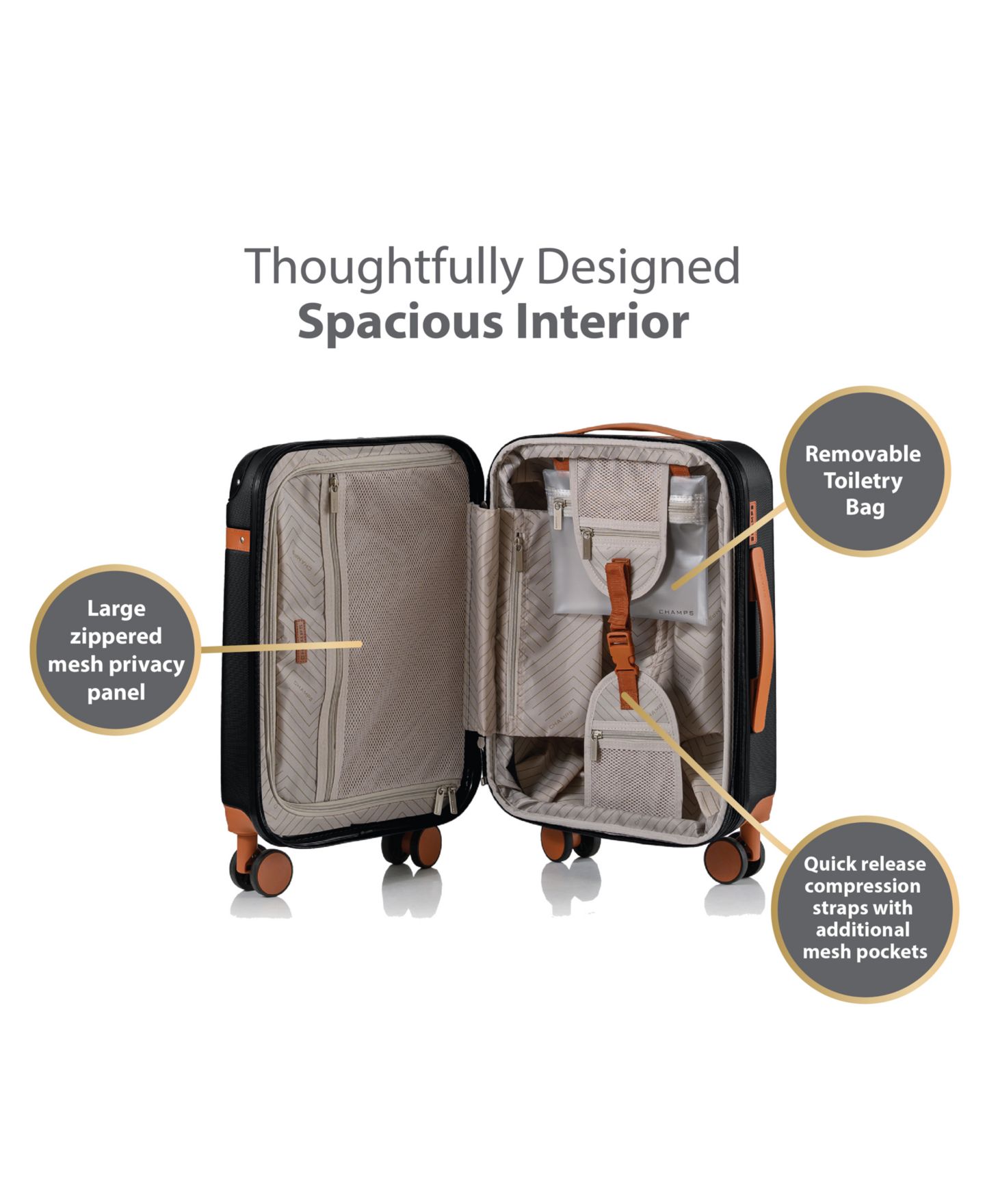 Чемоданы CHAMPS 2-Pc. Vintage Hardside Luggage Set, цвет: Чёрный — фото 9