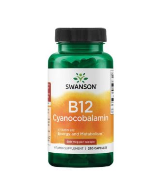 Vitamin B12 Cyanocobalamin 500mcg Each, 250 Capsules  Energy, Nervous System, and Overall Wellness Support