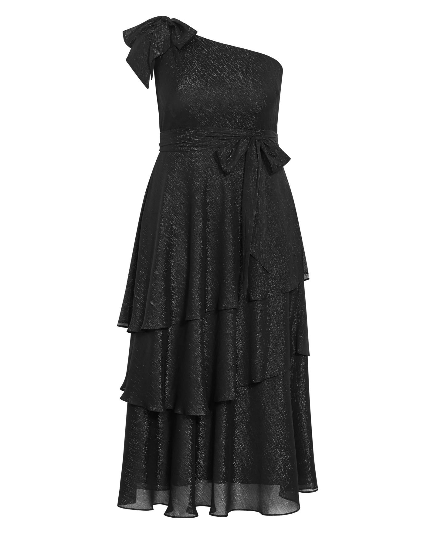 Женское платье CITY CHIC Enchant Bloom One Shoulder Maxi, цвет: Чёрный / Серебряный — фото 3