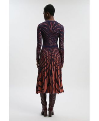 Women's Zebra Jacquard Knit Midi Dress