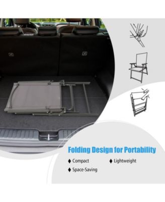 4PCS Patio Portable Metal Folding Chairs Dining Chair Set Poolside Garden