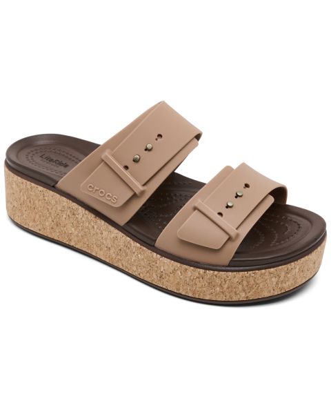Женские сандалии Crocs Brooklyn Cork Buckle, цвет: Молочный шоколадный
