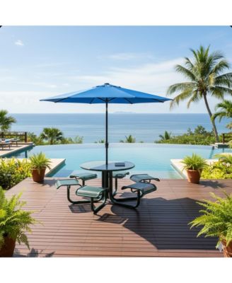 11 Ft Solar LED Market Patio Umbrella with Crank & 45degree(s) Tilt (No Base)