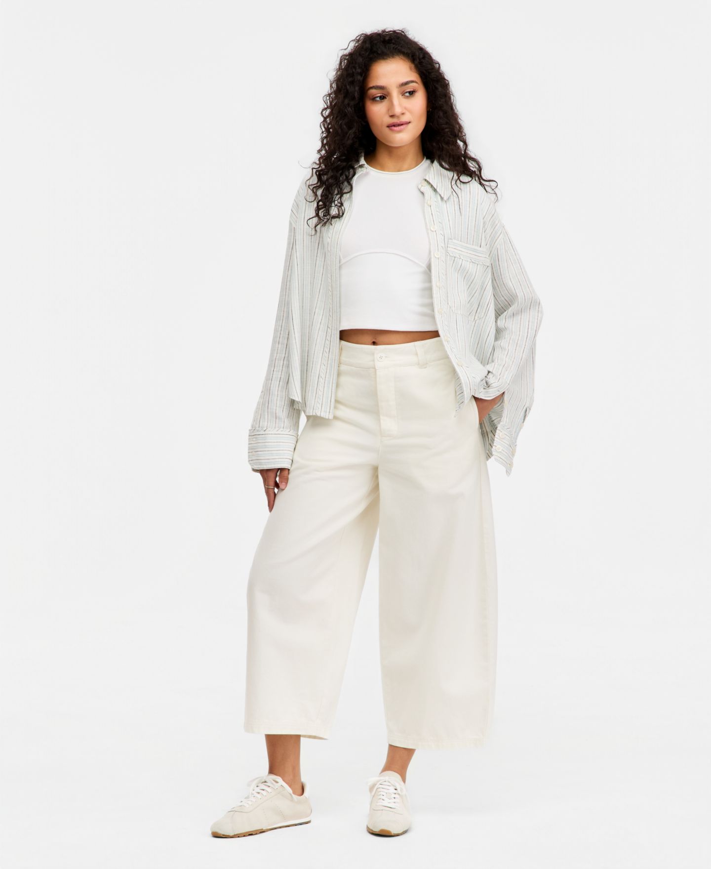 Женская рубашка Free People Striped Laurel Button-Front, цвет: Слоновая кость комбинированный — фото 2