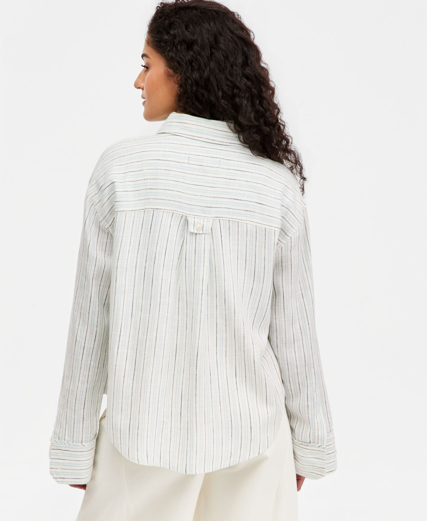 Женская рубашка Free People Striped Laurel Button-Front, цвет: Слоновая кость комбинированный — фото 4