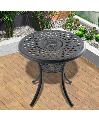 30.71-inch Cast Aluminum Patio Dining Table With Frame and Umbrella Hole