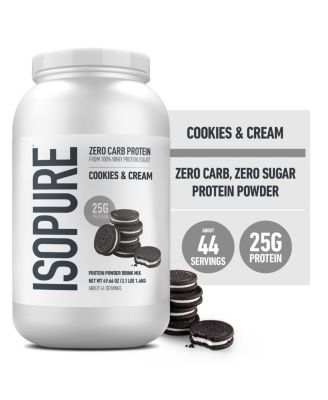 Isopure Zero Carb, Vitamin C and Zinc for Immune Support, 25g Protein, Keto Friendly Protein Powder, Whey Protein Isolate, Cookies and Cream
