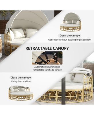 Patio Furniture Set w/ Cushions, Outdoor Daybed w/ Canopy,