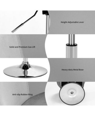 Set of 2 Modern Velvet Chair Height Adjustable Bar Stool Swivel