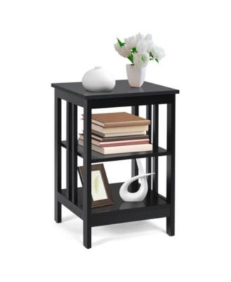 3-Tier Square Nightstand with Side Baffles and Round Corners, 16 x 16 x 24 inch