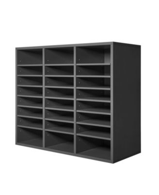 24-Compartment Wood Literature Organizer with Adjustable Shelves, 29.0 x 12.0 x 24.4 in