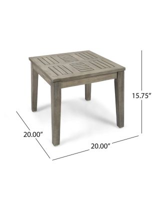 Wood Outdoor Side Table, 20"x20"x15.75" Patio Accent