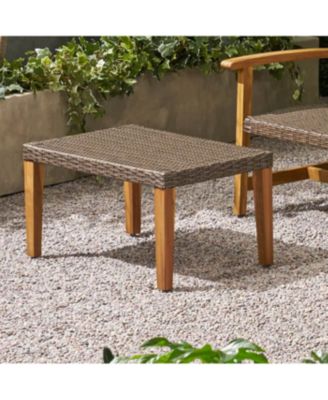 Wood & Wicker Outdoor Ottoman