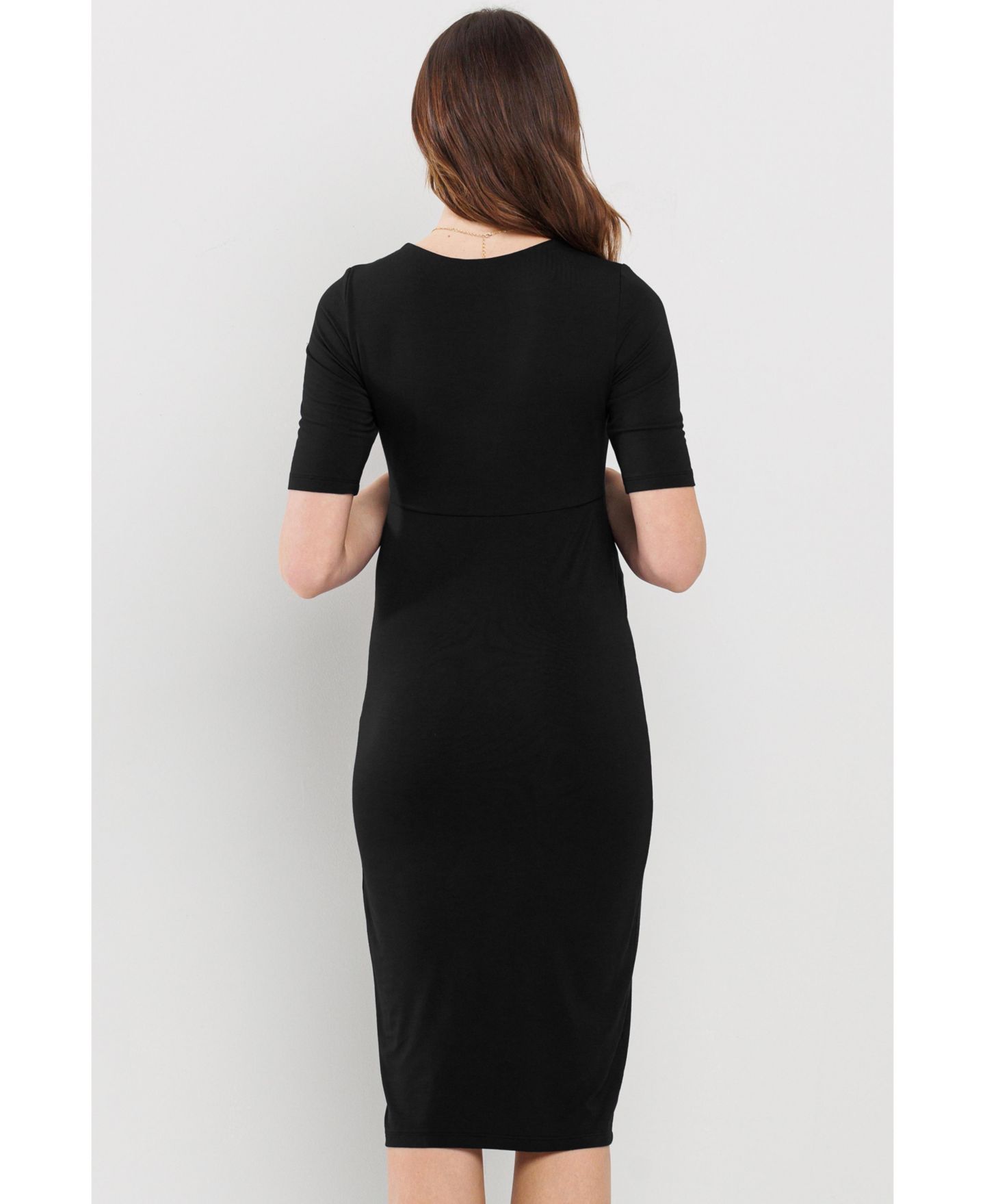 Женское платье Hello Miz Wrap V-Neck Nursing Midi, цвет: Чёрный — фото 3