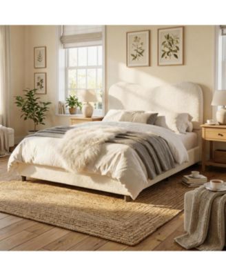 Soft Upholstered Kids Bed Frame with Headboard, Low Profile Platform, Strong Wooden Slats, Noise-Free, No Box Spring Needed, Easy Assembly