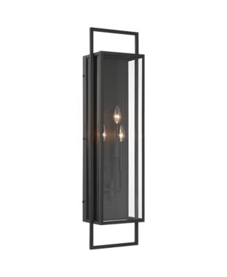 Jericho 35" High Modern Outdoor Wall Light Fixture Mount Porch House Weatherproof Textured Black Glass Shade