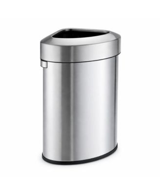 16 Gallon Stainless Steel Open Top Trash Can with Triangular Corner Design