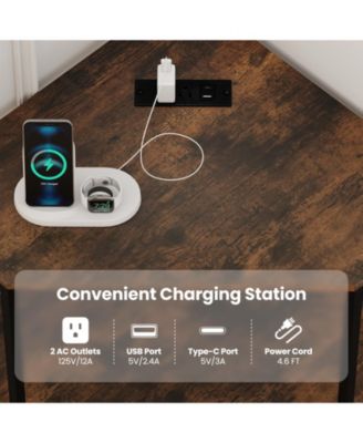 Corner Printer Stand 3-Tier with Charging Station