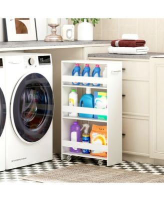 4-Tier Slim Rolling Kitchen Cart with Open Shelves and Guard Rails