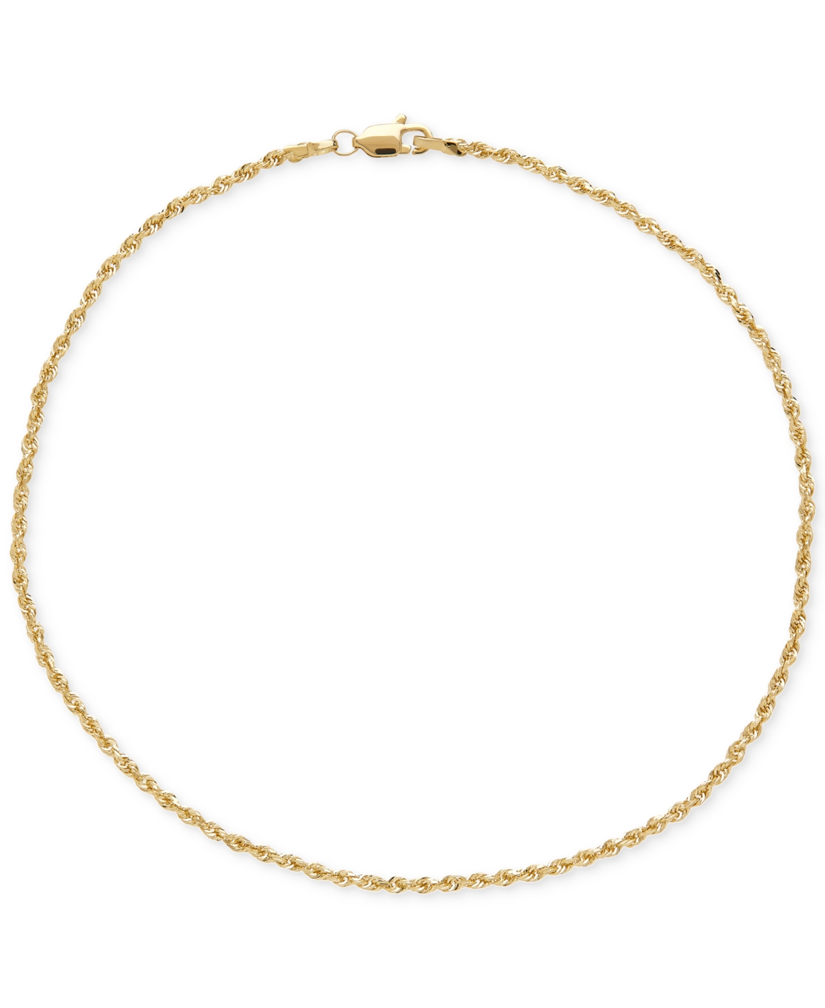 Solid Fine Rope Ankle Bracelet in 14k Gold - Yellow Gold